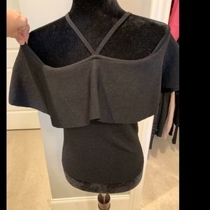 Black Off Shoulder Knit Top